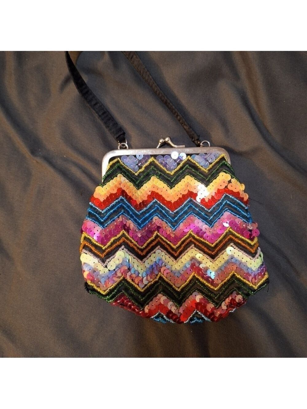 Rainbow Sequins Chevron Coin Purse Party Celebration